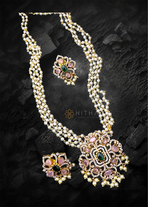 Pink Victorian Pendant Pearl Necklace